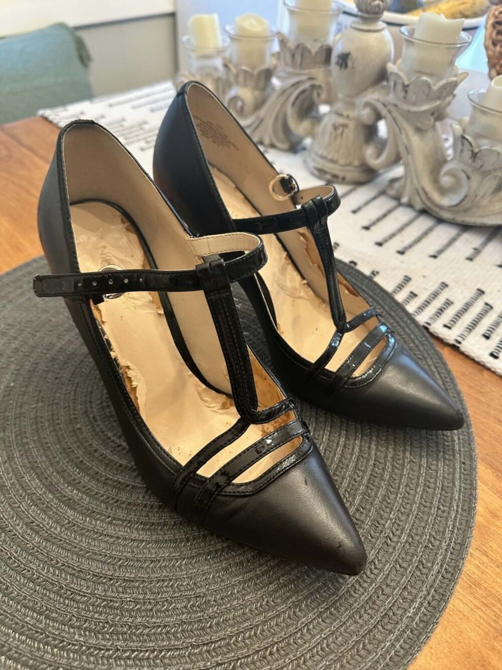 Nine West Black Strappy Heels